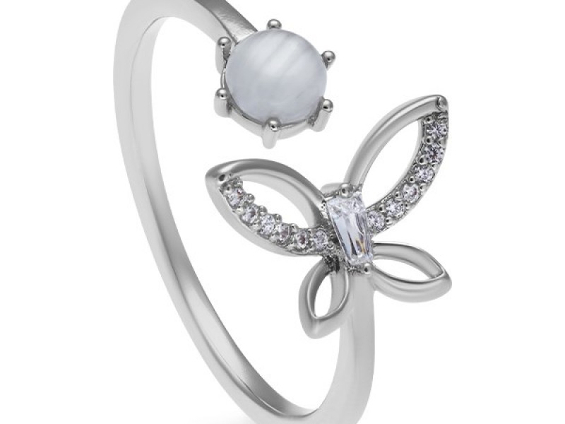 Nhẫn bướm ngọc trai cách điệu